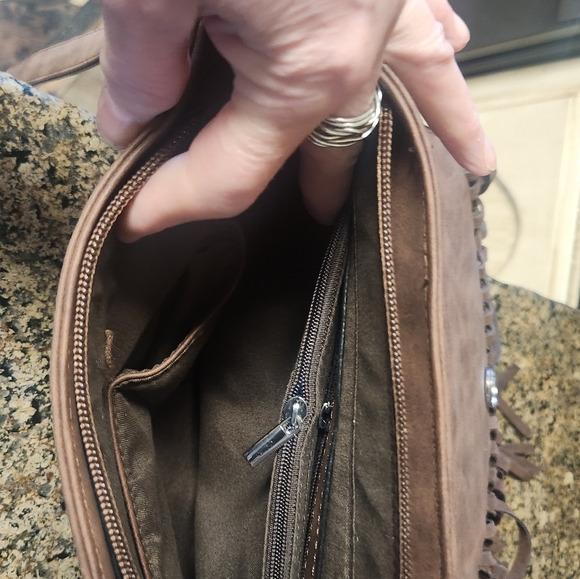 Lavawa Western Leather Purse with Fringe and Turquoise. - Picture 6 of 6